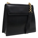 Salvatore Ferragamo Chain Shoulder Bag Leather Black Auth 95853-1