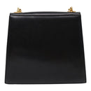Salvatore Ferragamo Chain Shoulder Bag Leather Black Auth 95853-2