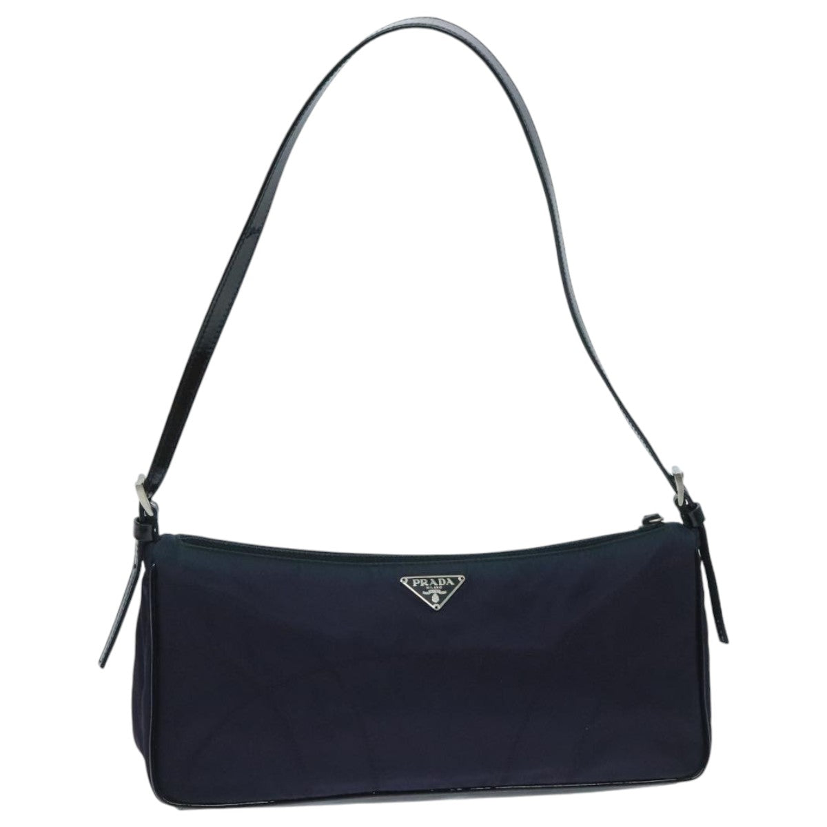 PRADA Shoulder Bag Nylon Silver Navy Auth 95858