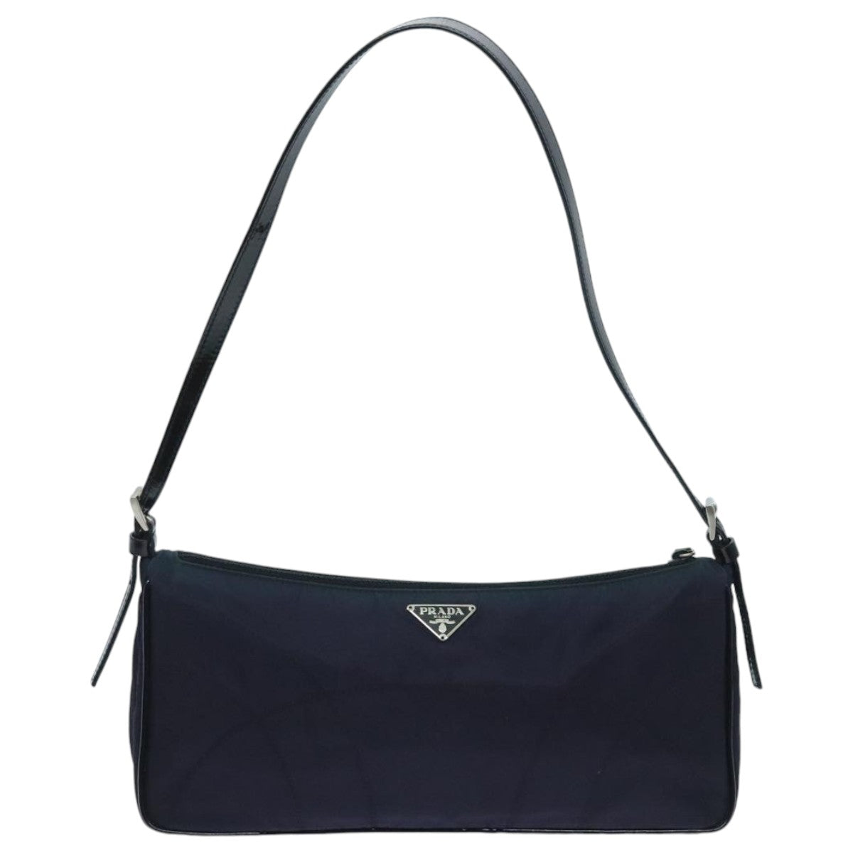 PRADA Shoulder Bag Nylon Silver Navy Auth 95858