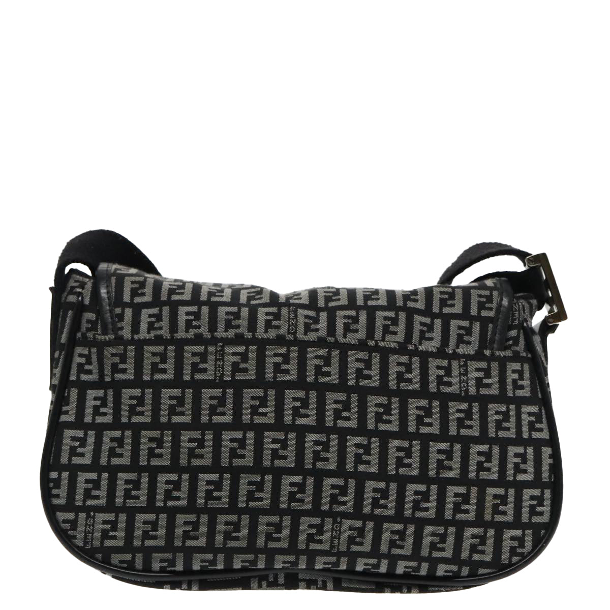 FENDI Zucchino Canvas Shoulder Bag Black Auth 95866 - 0