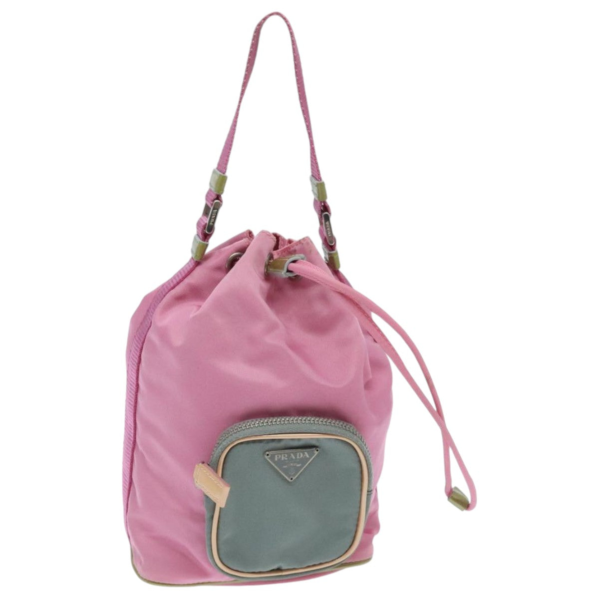 PRADA Hand Bag Nylon Pink Silver Auth 95883