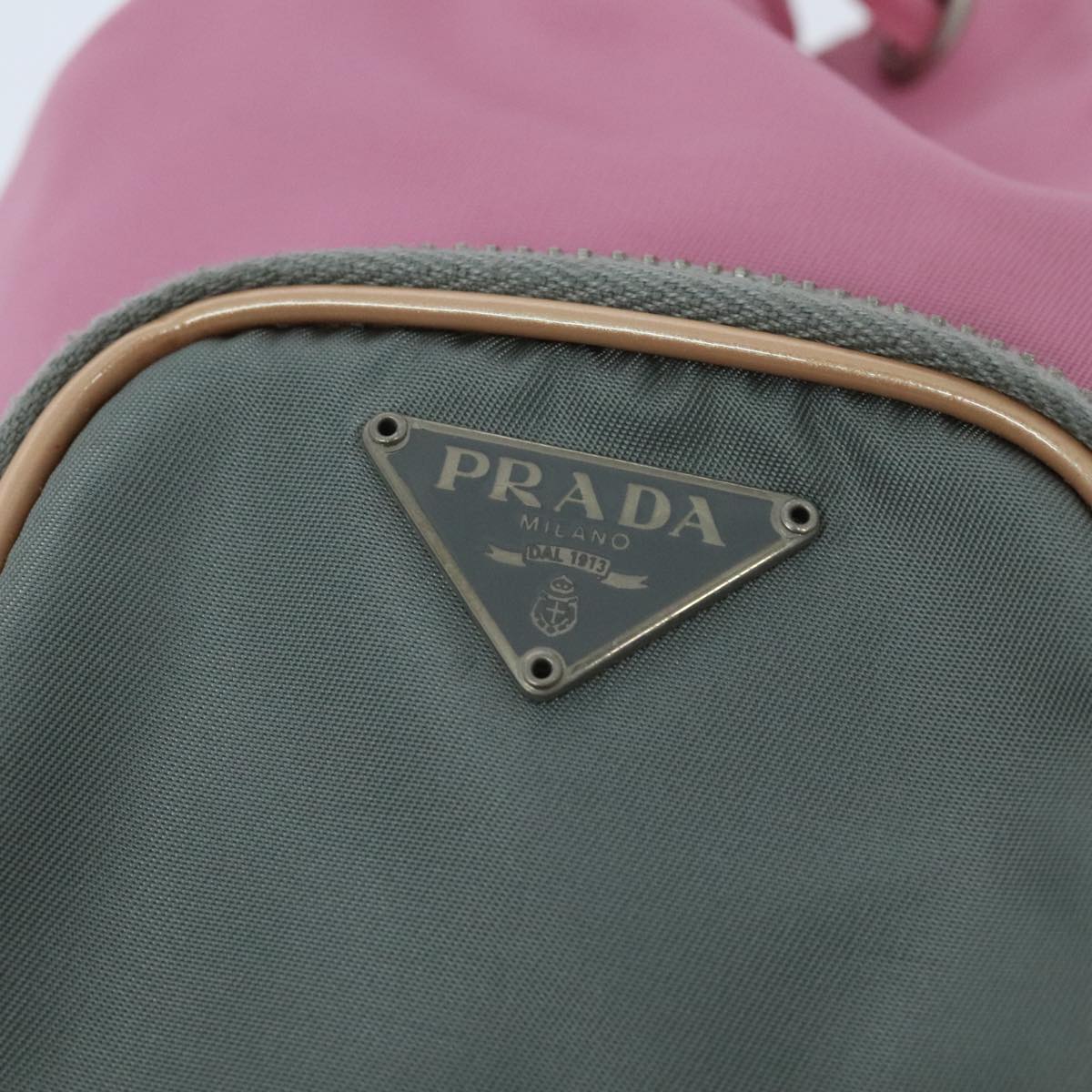 PRADA Hand Bag Nylon Pink Silver Auth 95883