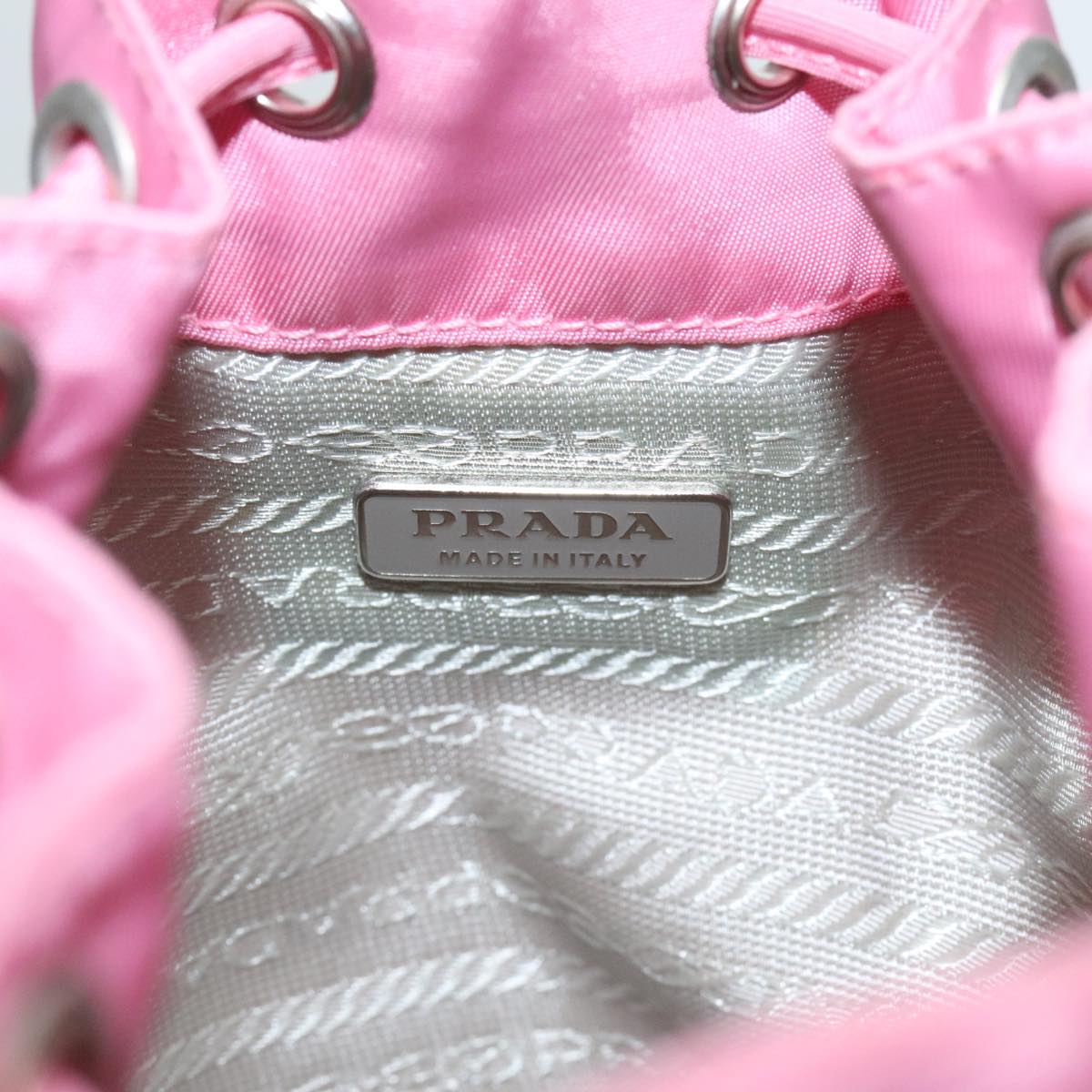 PRADA Hand Bag Nylon Pink Silver Auth 95883