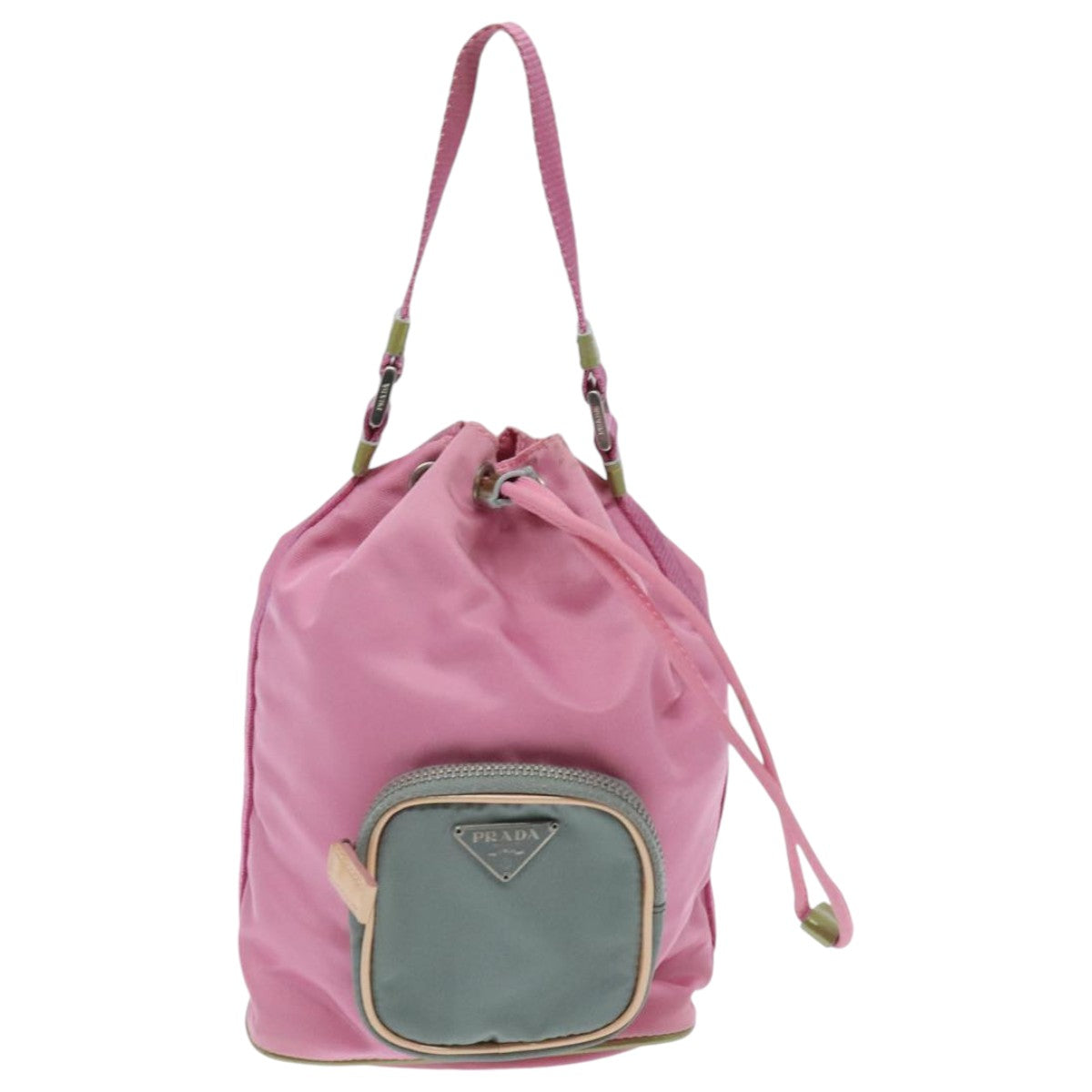 PRADA Hand Bag Nylon Pink Silver Auth 95883