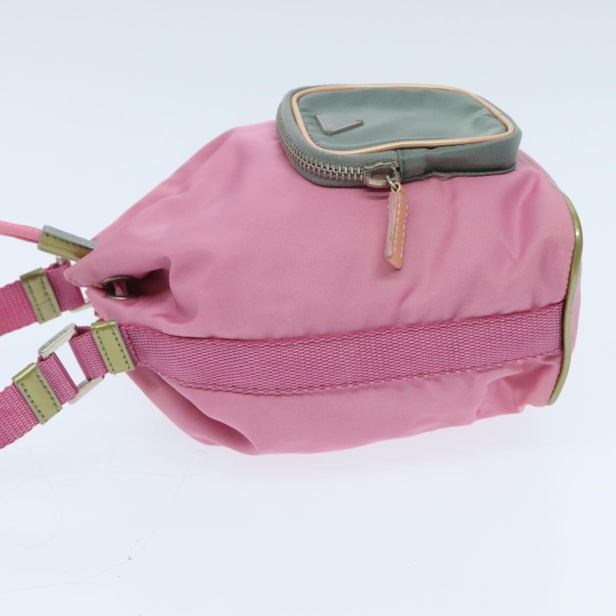 PRADA Hand Bag Nylon Pink Silver Auth 95883