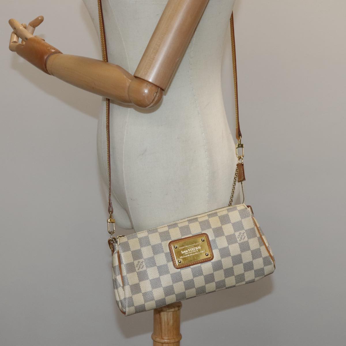 LOUIS VUITTON Damier Azur Eva Shoulder Bag 2way N55214 LV Auth 95885