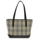 BURBERRY Nova Check Tote Bag Canvas Beige Auth 95891-13