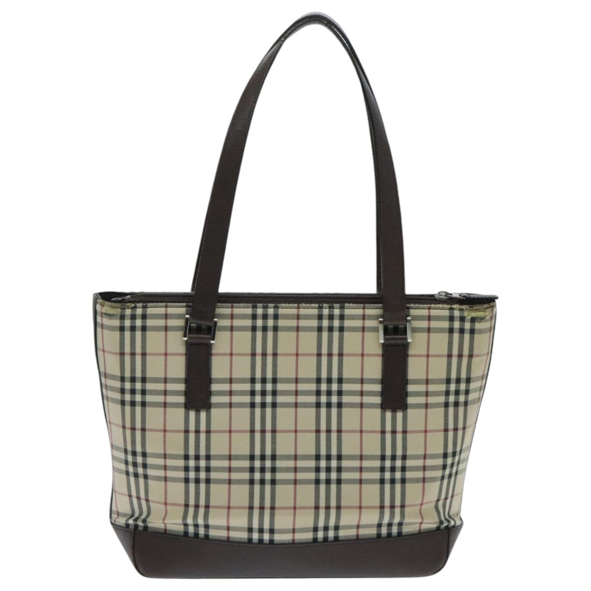 BURBERRY Nova Check Tote Bag Canvas Beige Auth 95891