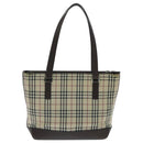 BURBERRY Nova Check Tote Bag Canvas Beige Auth 95891-2
