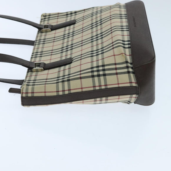 BURBERRY Nova Check Tote Bag Canvas Beige Auth 95891