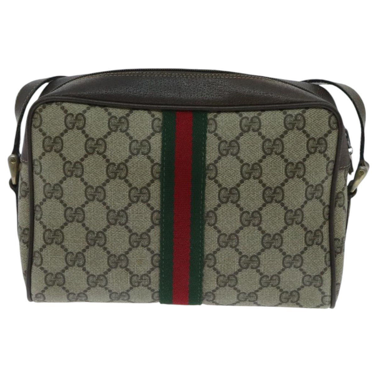 GUCCI GG Supreme Shoulder Bag PVC Beige Green Red Auth 95895 - 0