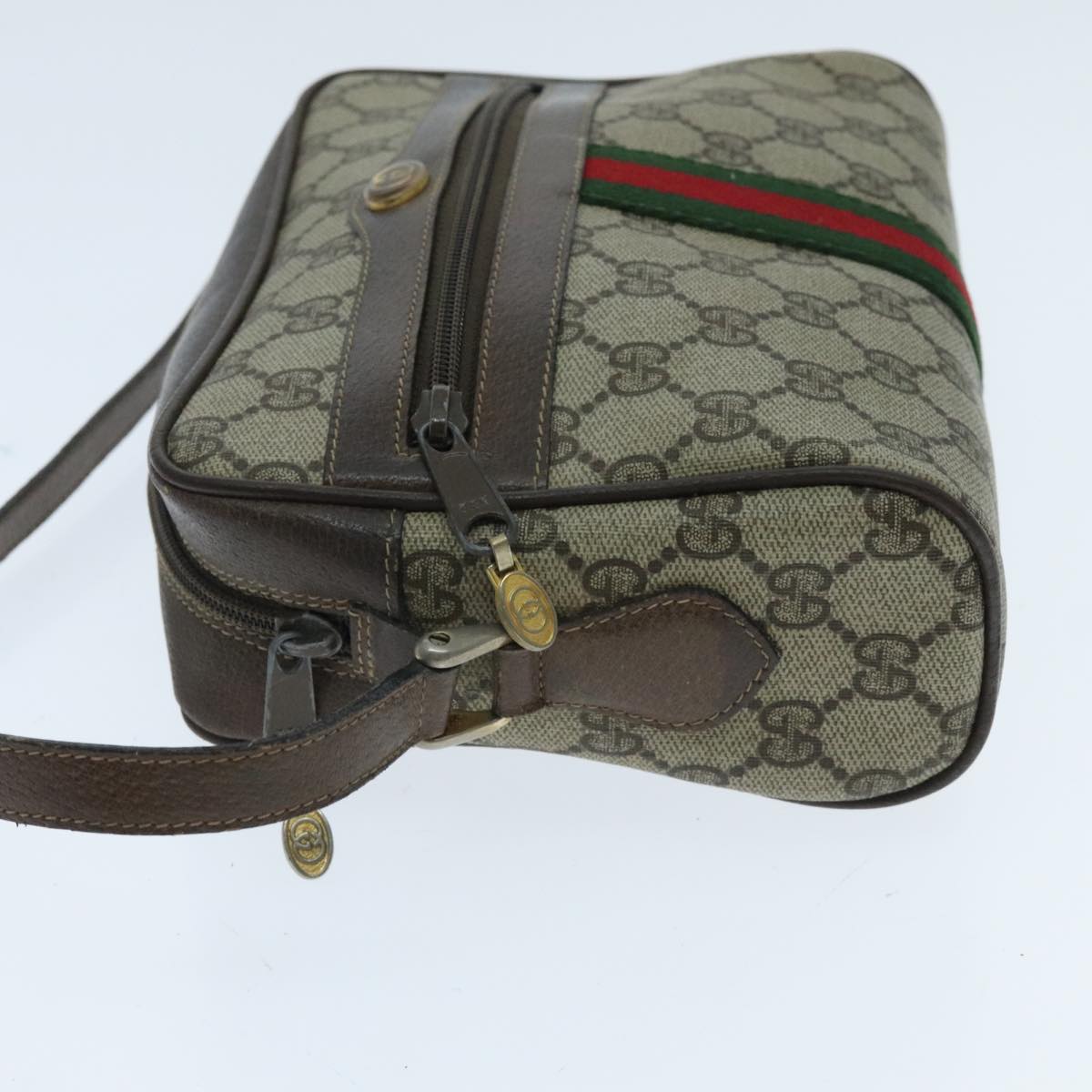 GUCCI GG Supreme Shoulder Bag PVC Beige Green Red Auth 95895