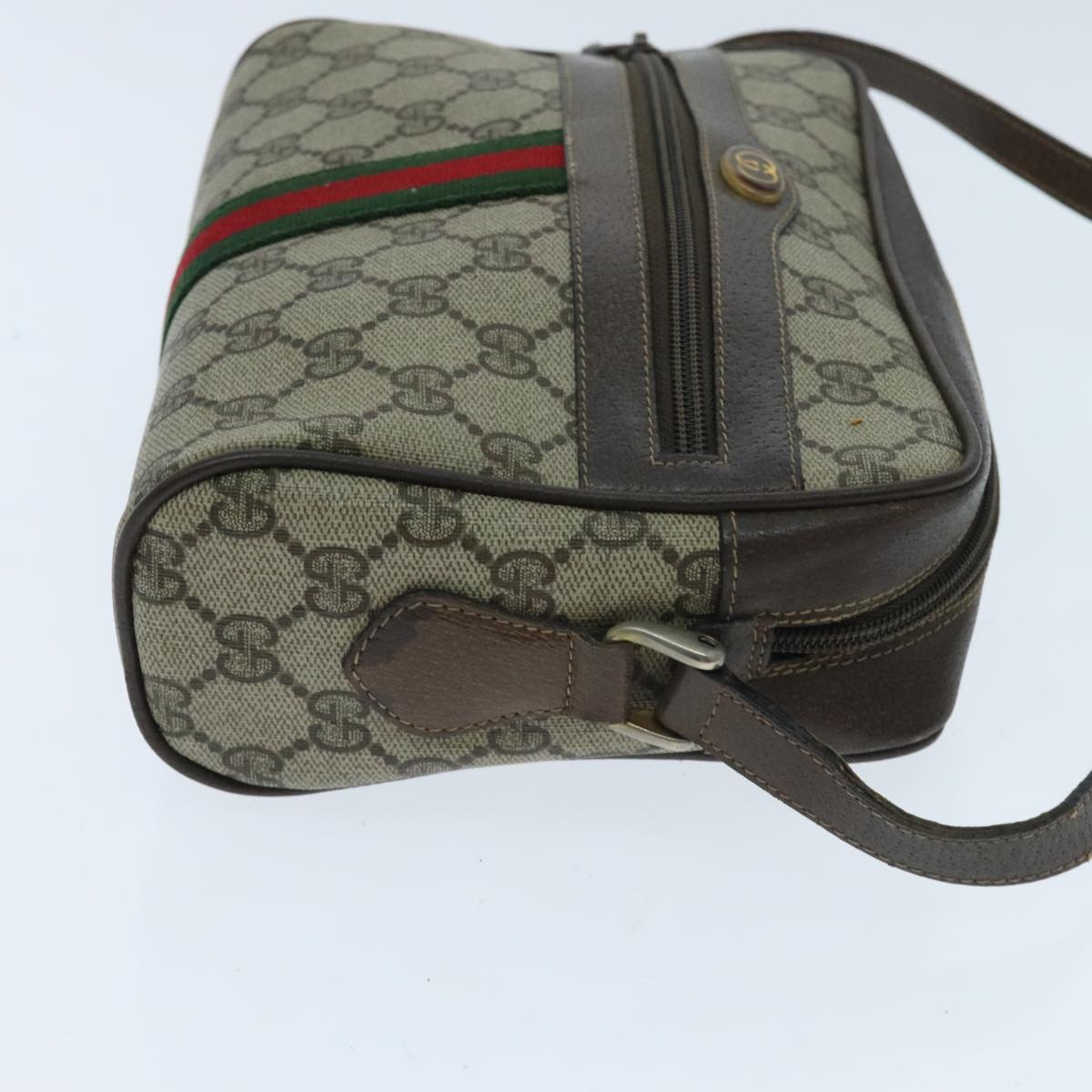 GUCCI GG Supreme Shoulder Bag PVC Beige Green Red Auth 95895