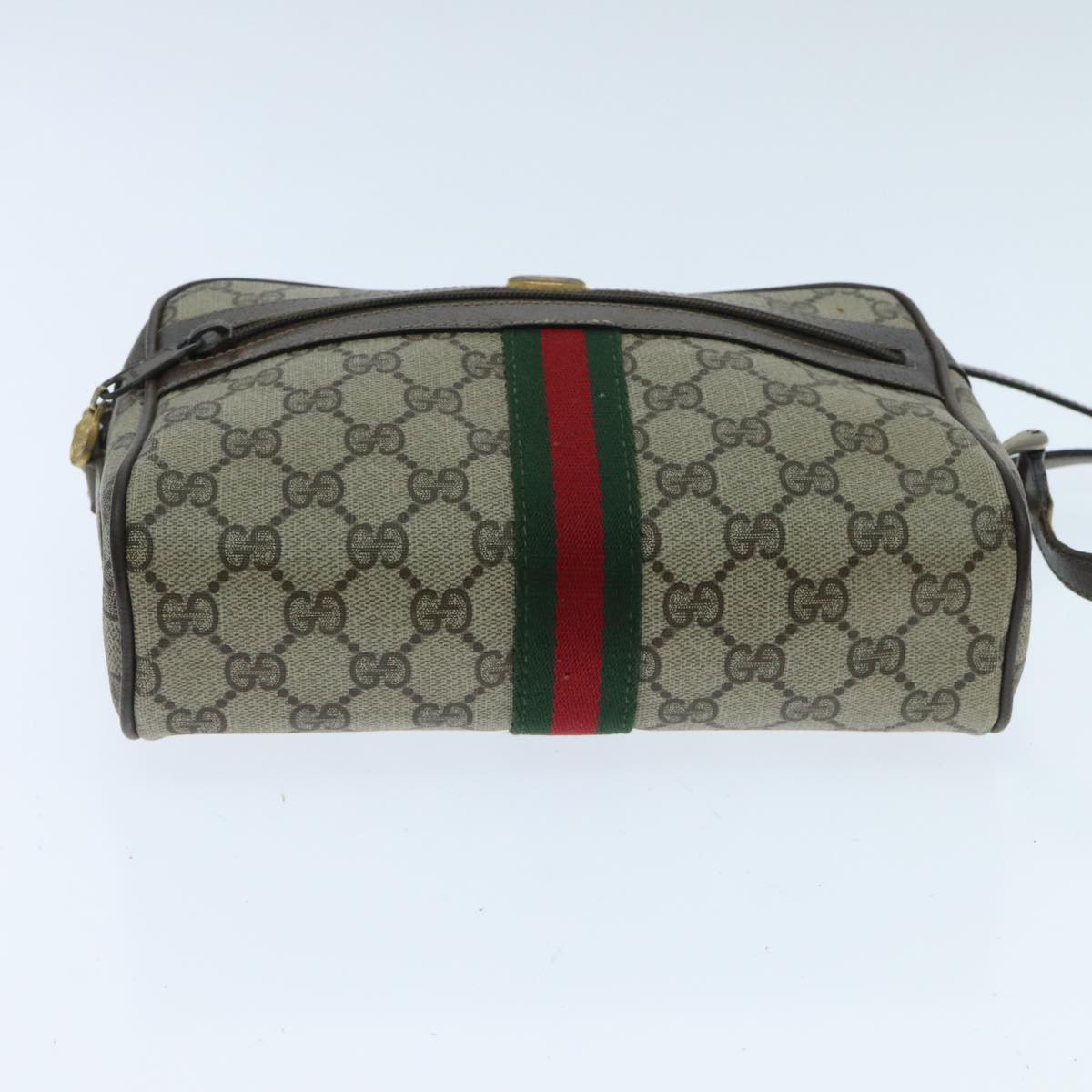 GUCCI GG Supreme Shoulder Bag PVC Beige Green Red Auth 95895