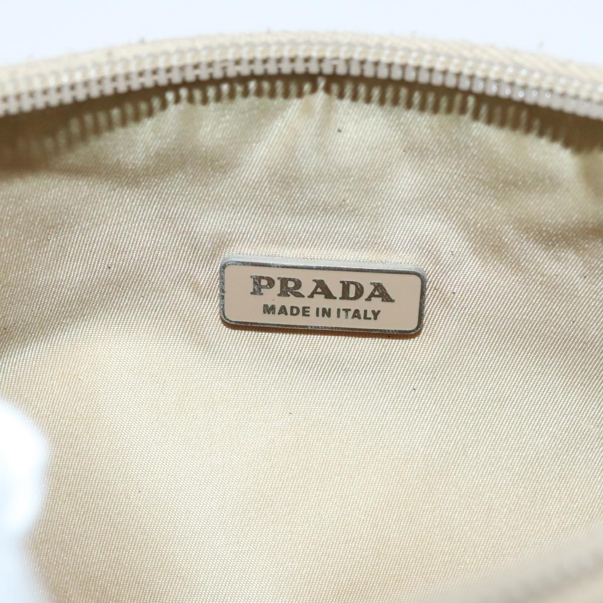 PRADA Hand Bag Nylon Beige Auth 95899