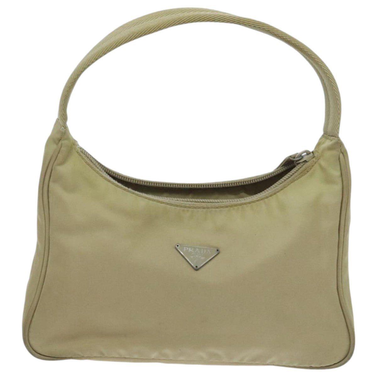 PRADA Hand Bag Nylon Beige Auth 95899