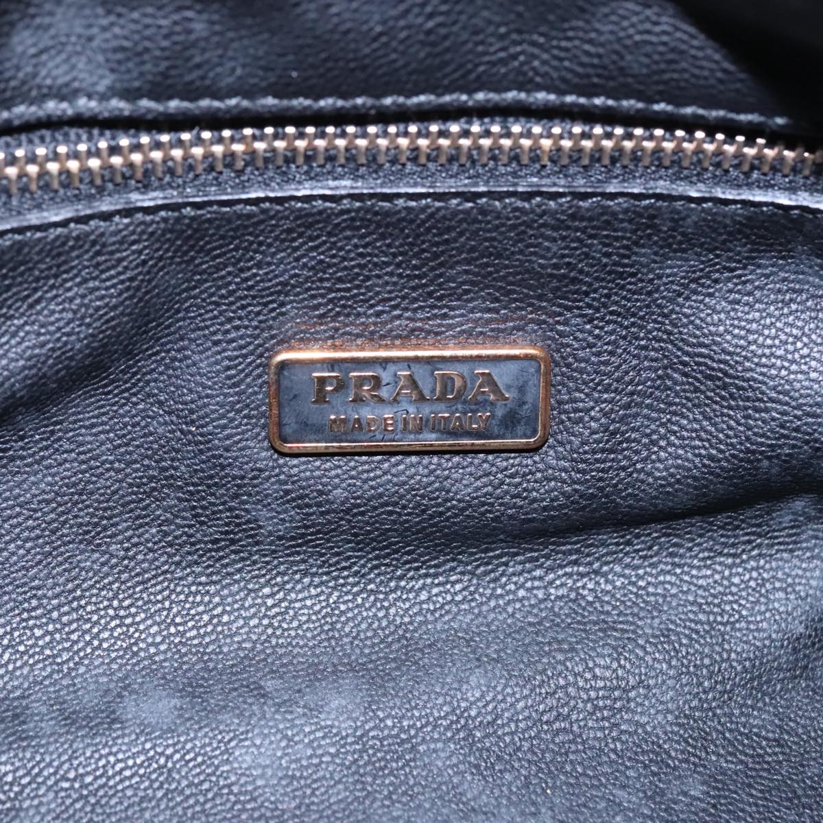 PRADA Shoulder Bag Leather Black Gold Auth 95900