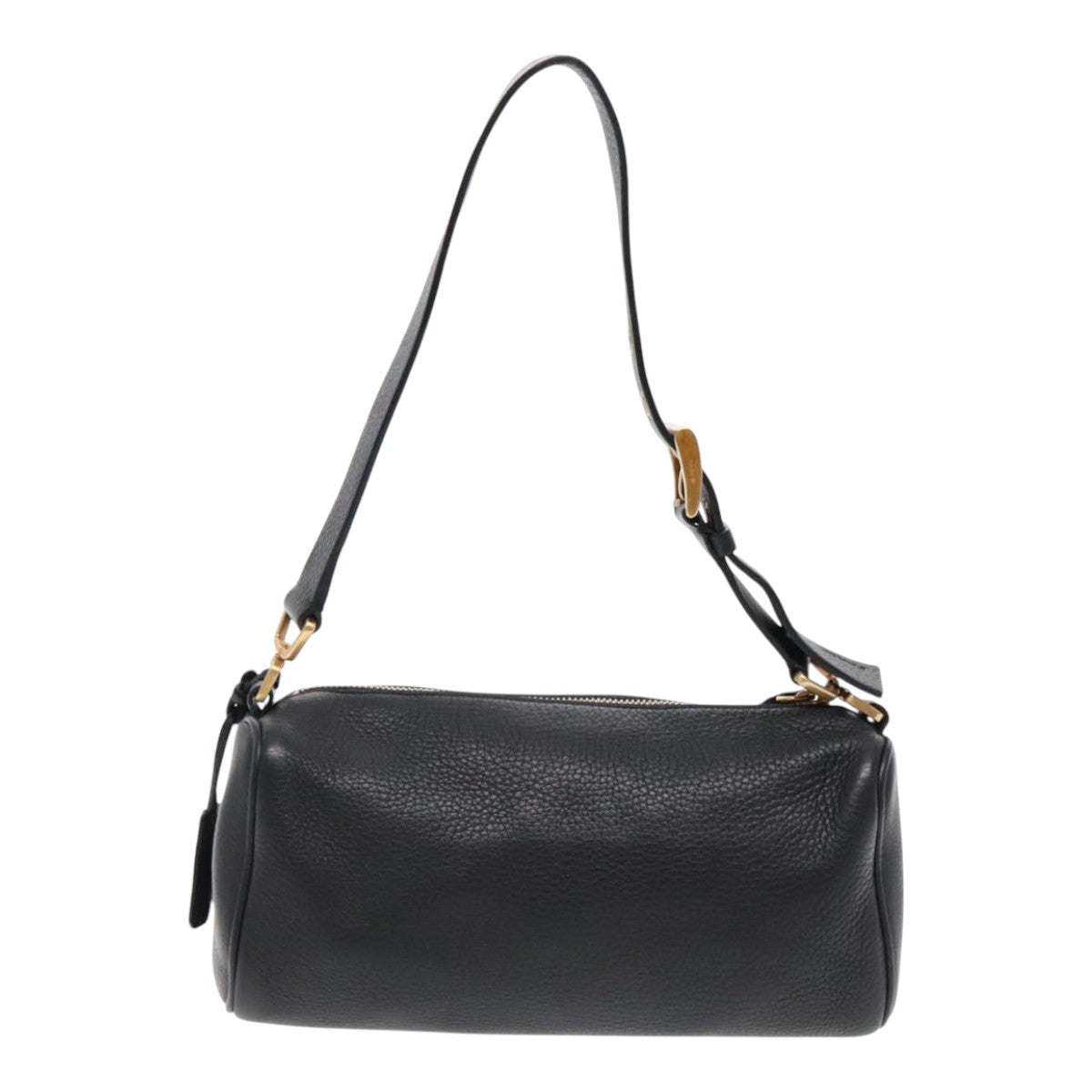 PRADA Shoulder Bag Leather Black Gold Auth 95900 - 0