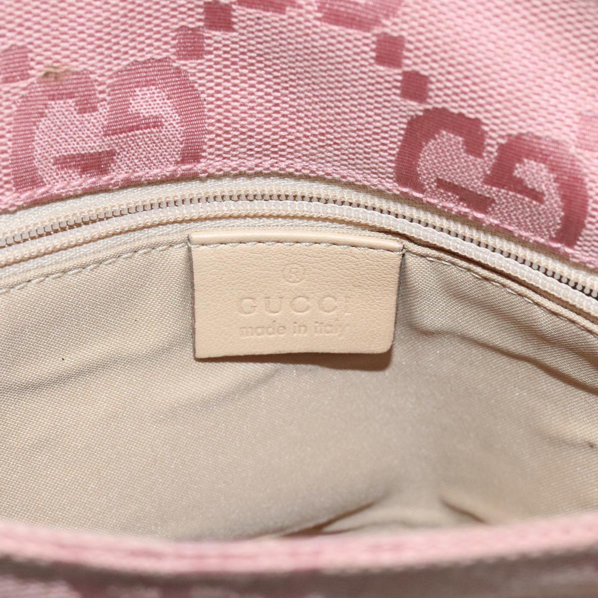 GUCCI GG Canvas Shoulder Bag Pink Silver Auth 95908