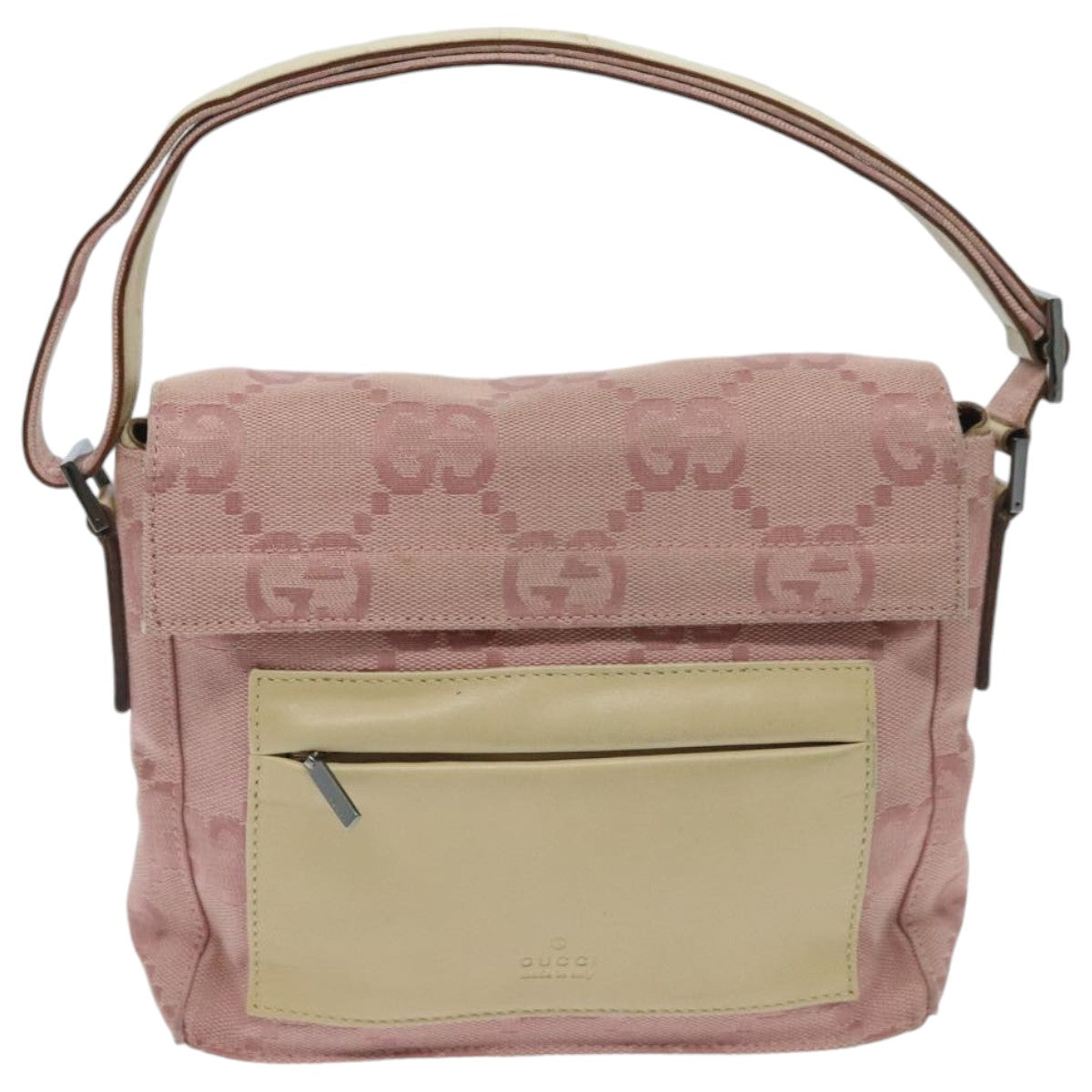 GUCCI GG Canvas Shoulder Bag Pink Silver Auth 95908 - 0