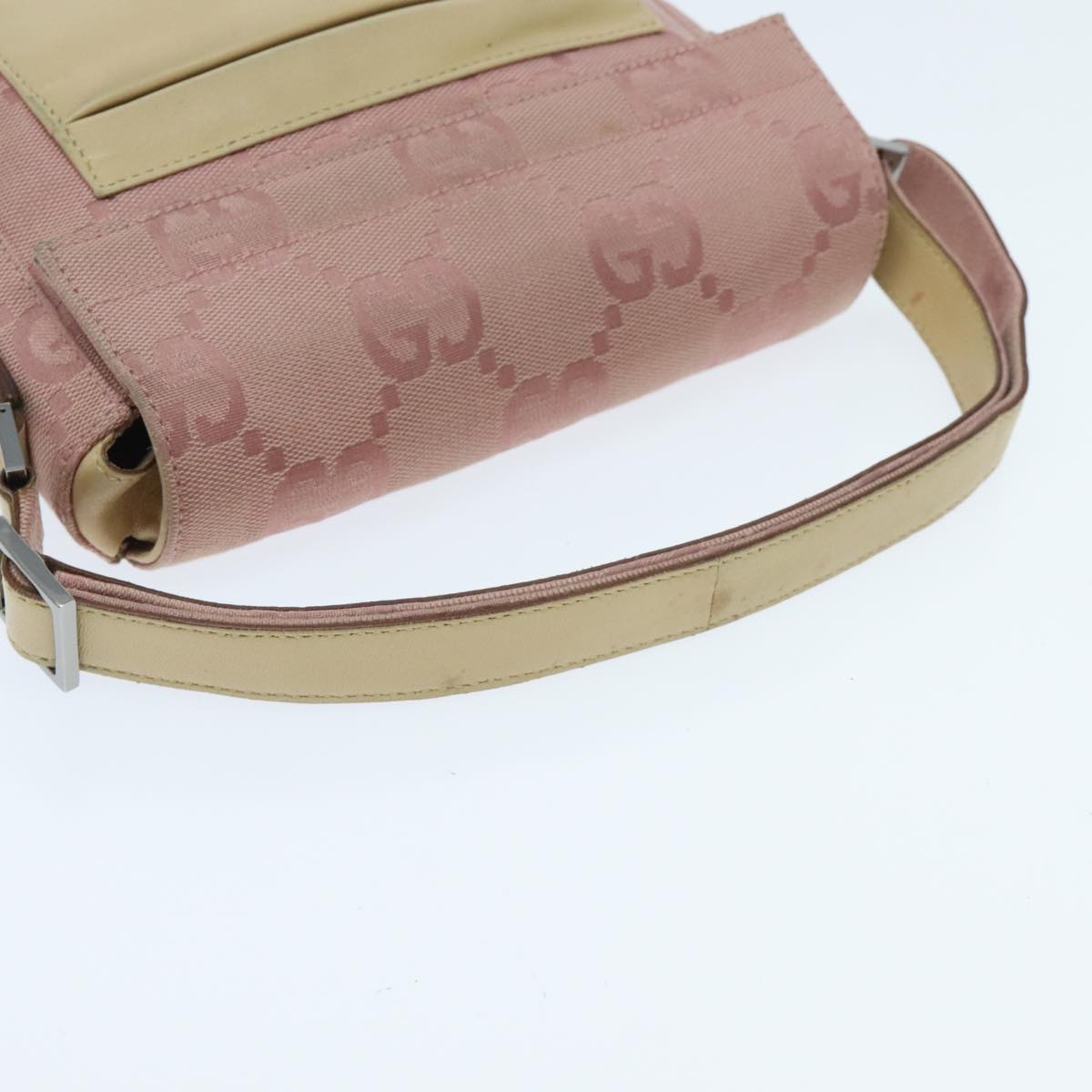 GUCCI GG Canvas Shoulder Bag Pink Silver Auth 95908