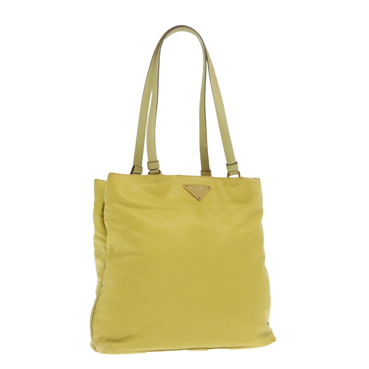 PRADA Tote Bag Nylon Yellow Gold Auth 95915