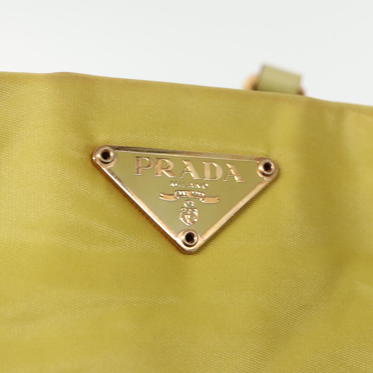 PRADA Tote Bag Nylon Yellow Gold Auth 95915