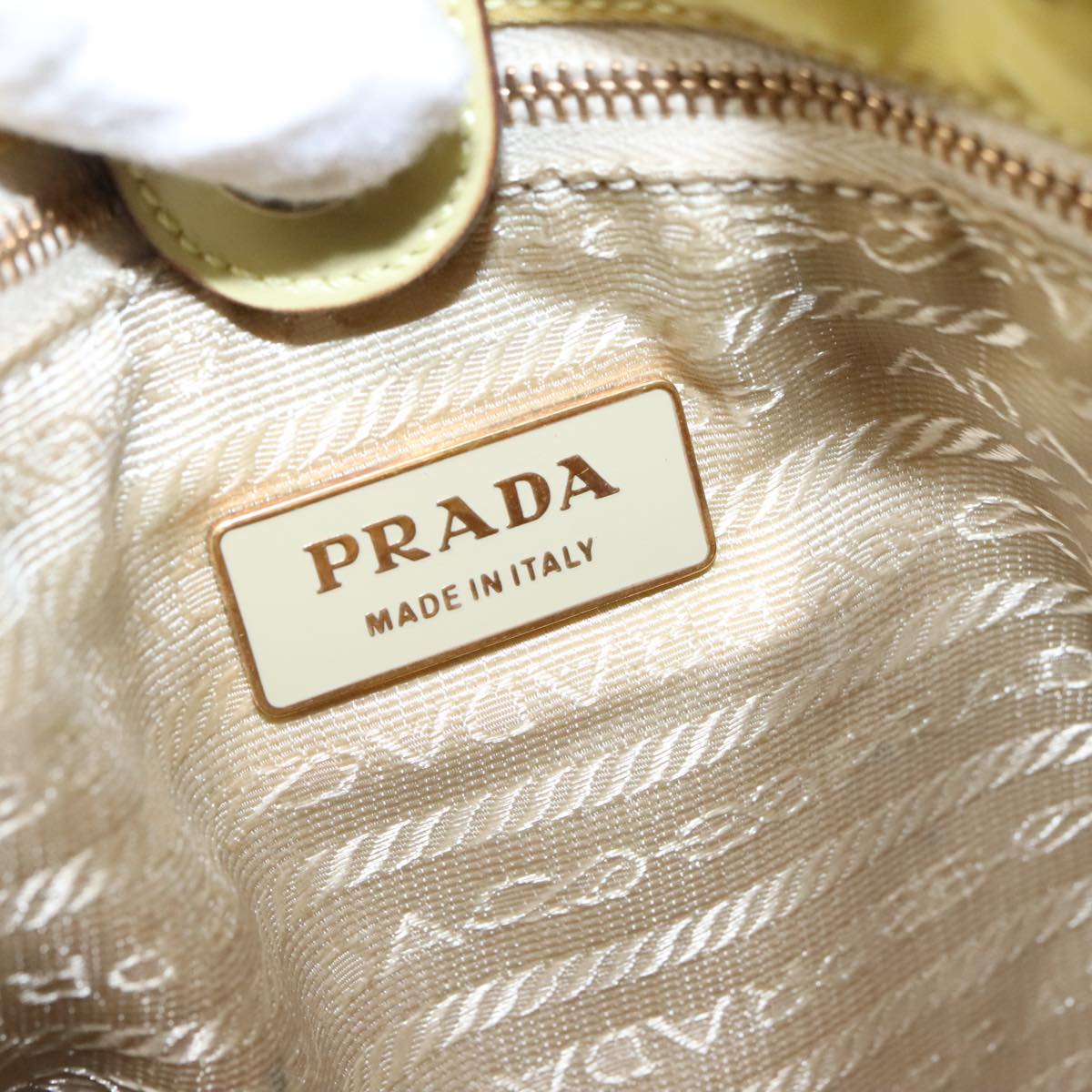 PRADA Tote Bag Nylon Yellow Gold Auth 95915