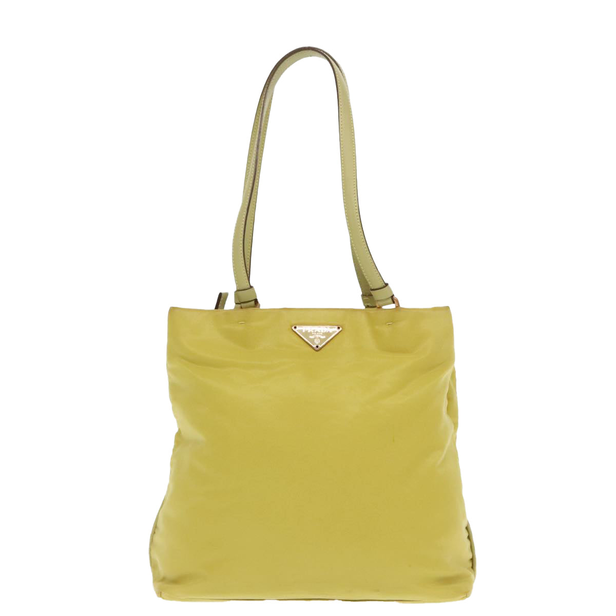 PRADA Tote Bag Nylon Yellow Gold Auth 95915