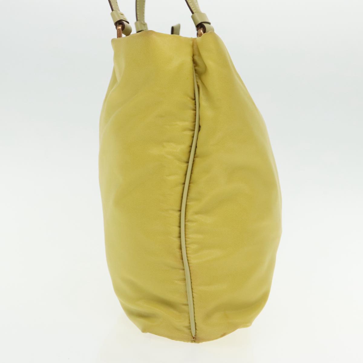 PRADA Tote Bag Nylon Yellow Gold Auth 95915