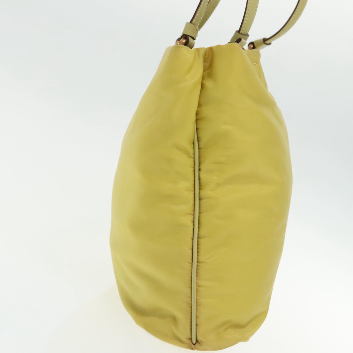 PRADA Tote Bag Nylon Yellow Gold Auth 95915