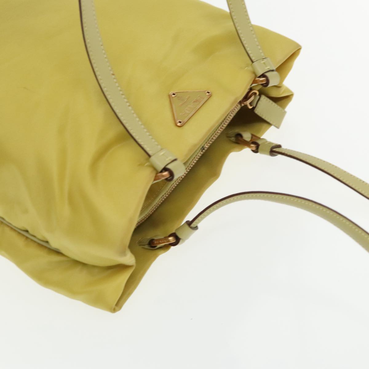 PRADA Tote Bag Nylon Yellow Gold Auth 95915