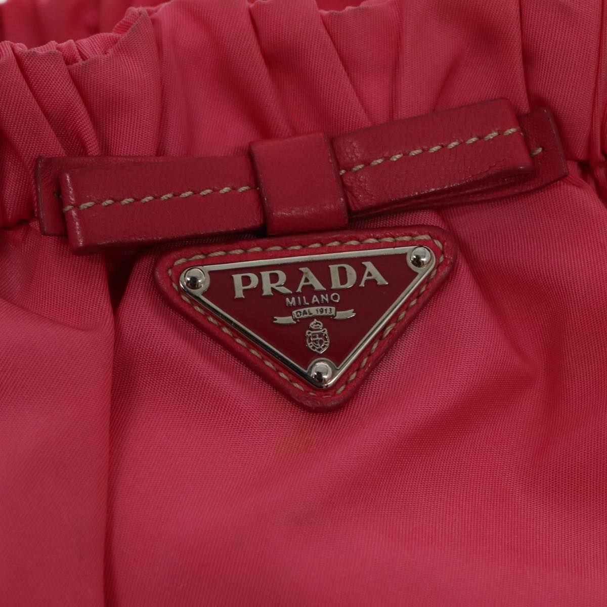 PRADA Hand Bag Nylon 2way Pink Silver Auth 95918