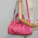 PRADA Hand Bag Nylon 2way Pink Silver Auth 95918-27