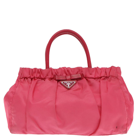 PRADA Hand Bag Nylon 2way Pink Silver Auth 95918