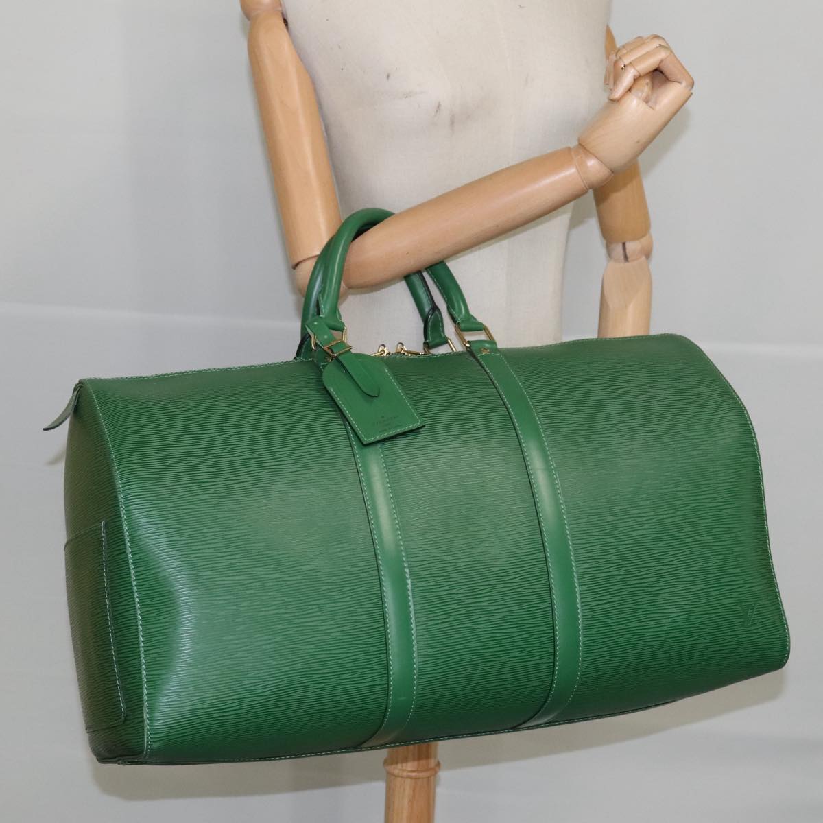 LOUIS VUITTON Epi Keepall 50 Boston Bag Green M42964 LV Auth 95933