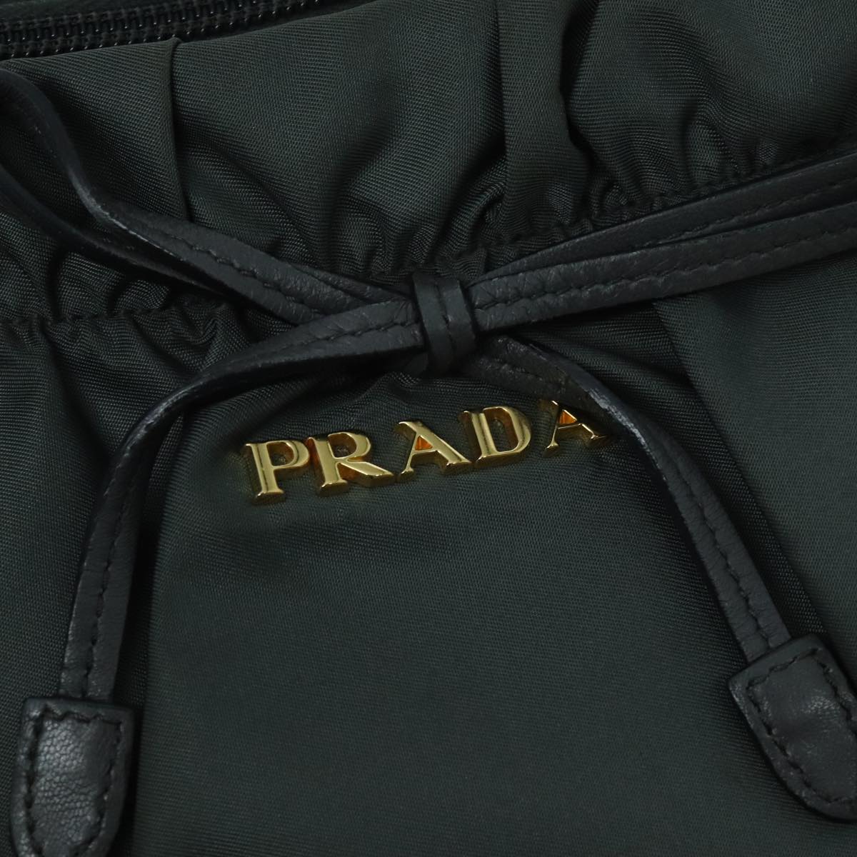 PRADA Hand Bag Nylon 2way Khaki Gold Auth 95959