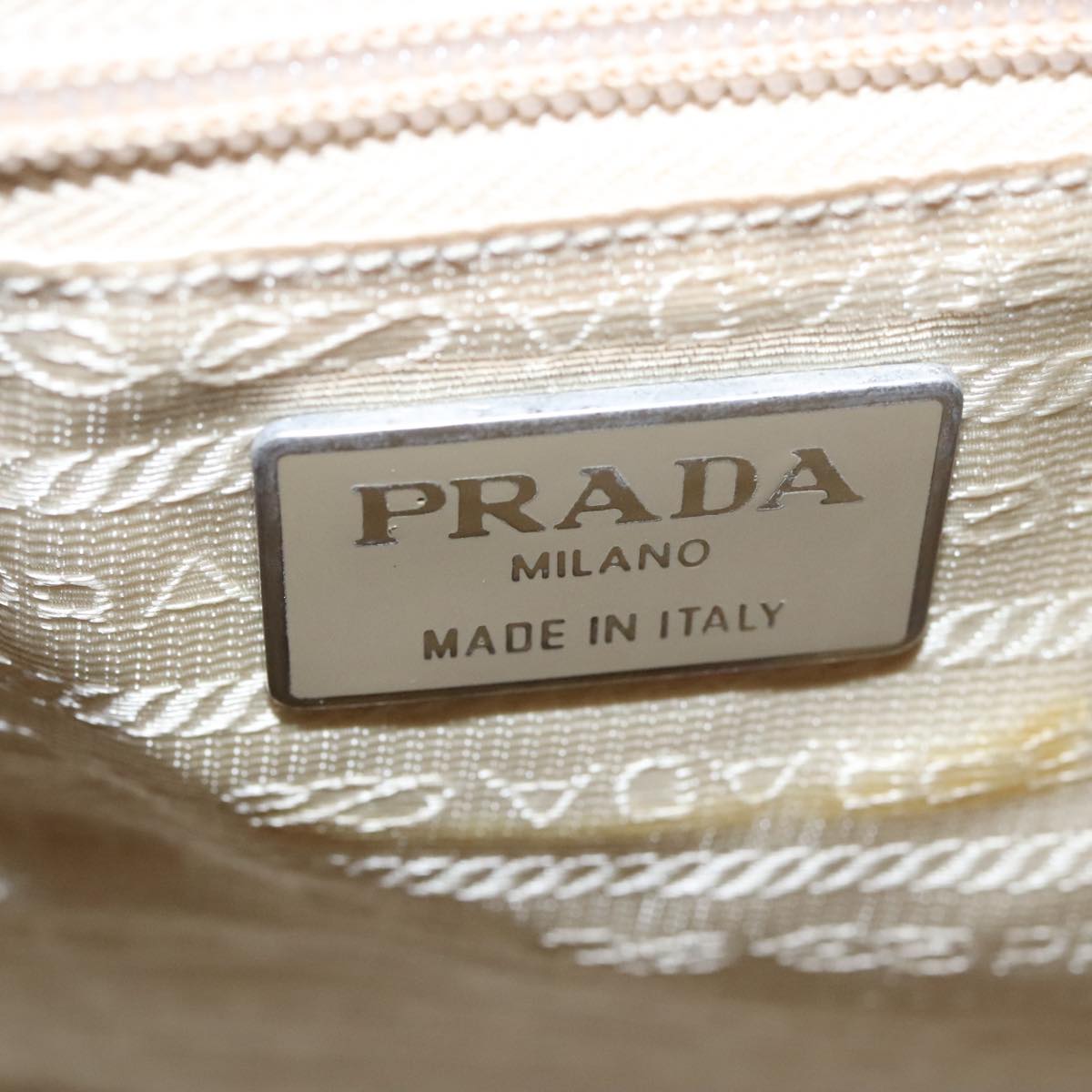 PRADA Tote Bag Nylon Beige Auth 95965