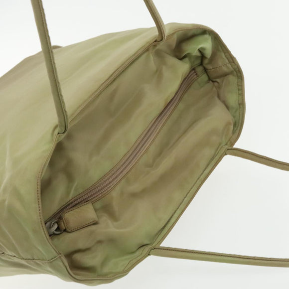 PRADA Tote Bag Nylon Beige Auth 95965
