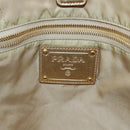 PRADA Tote Bag Nylon Cream Gold Auth 95978-18