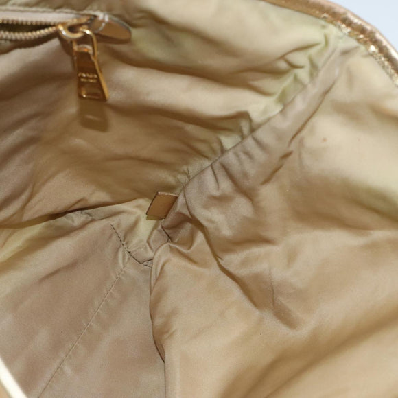 PRADA Tote Bag Nylon Cream Gold Auth 95978