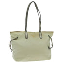 PRADA Tote Bag Nylon Cream Gold Auth 95978-1