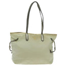 PRADA Tote Bag Nylon Cream Gold Auth 95978-13