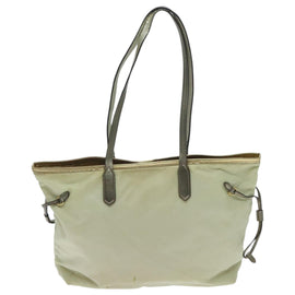 PRADA Tote Bag Nylon Cream Gold Auth 95978 - 0