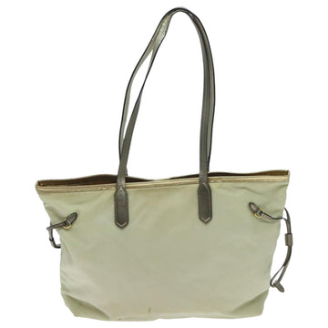 PRADA Tote Bag Nylon Cream Gold Auth 95978 - 0