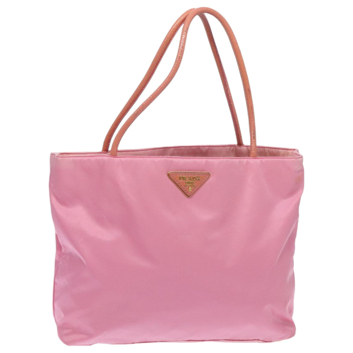 PRADA Tote Bag Nylon Pink Gold Auth 95997