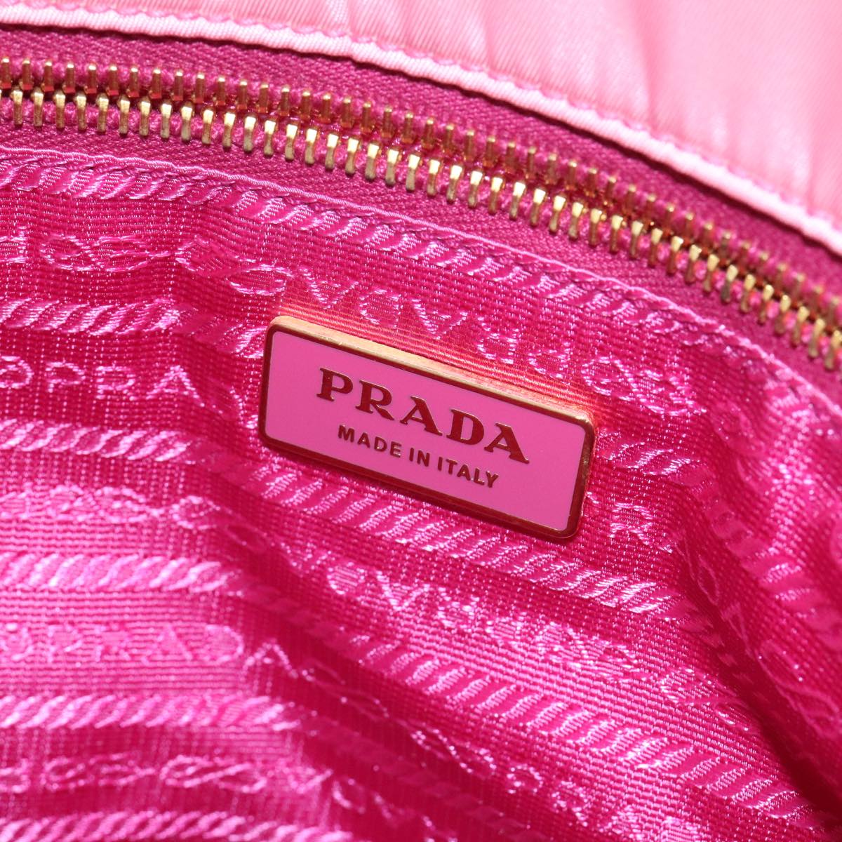 PRADA Tote Bag Nylon Pink Gold Auth 95997