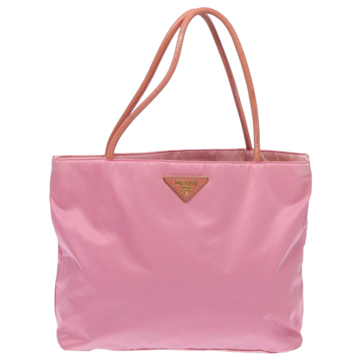 PRADA Tote Bag Nylon Pink Gold Auth 95997