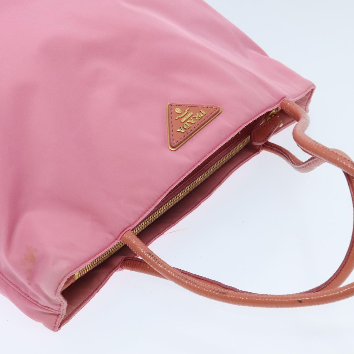 PRADA Tote Bag Nylon Pink Gold Auth 95997